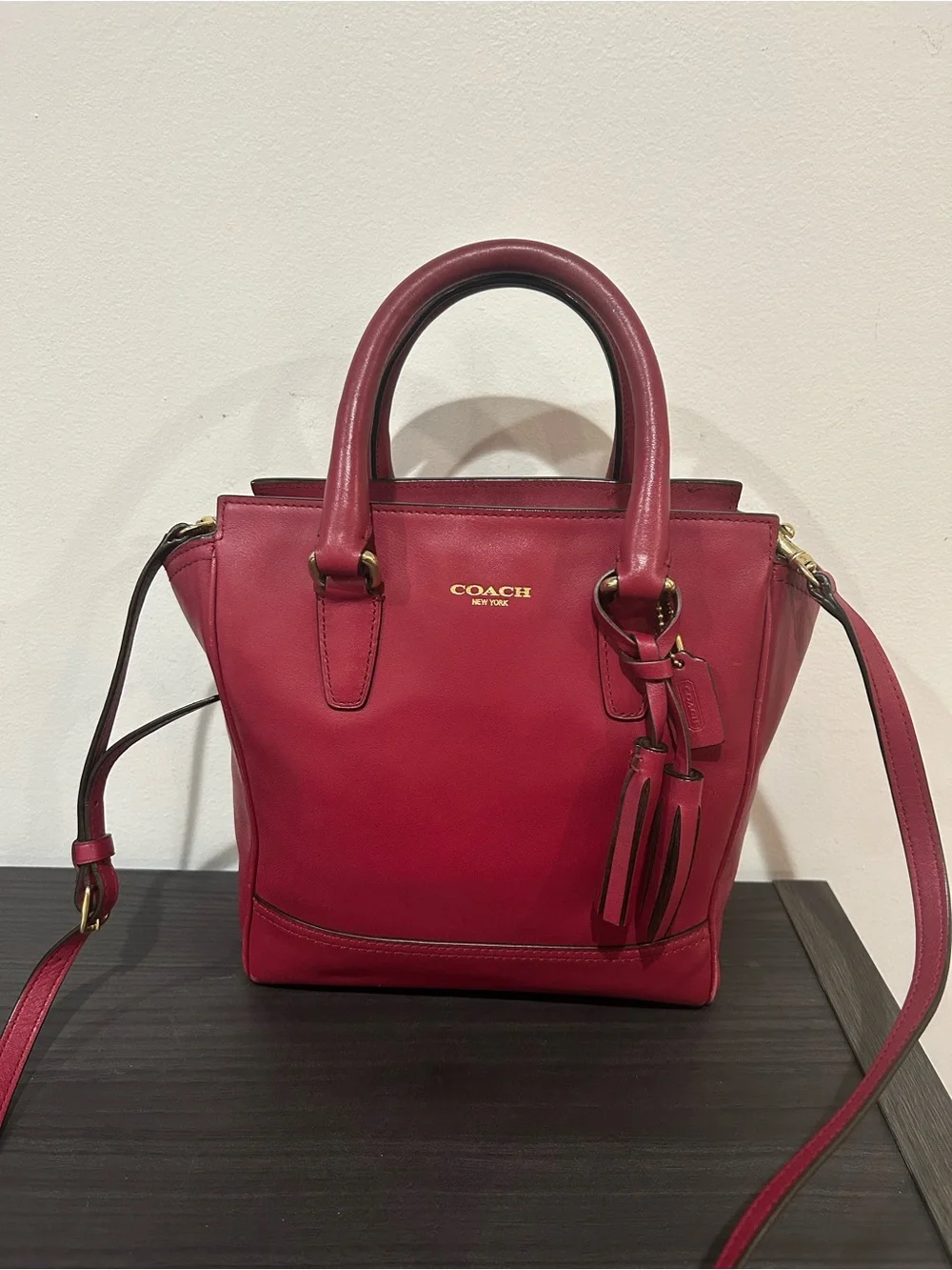 Coach Legacy Mini Tanner leather crossbody satchel in burgundy EUC